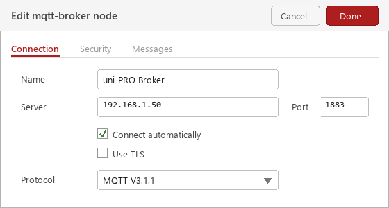 Node-RED mqtt-broker Konfiguration